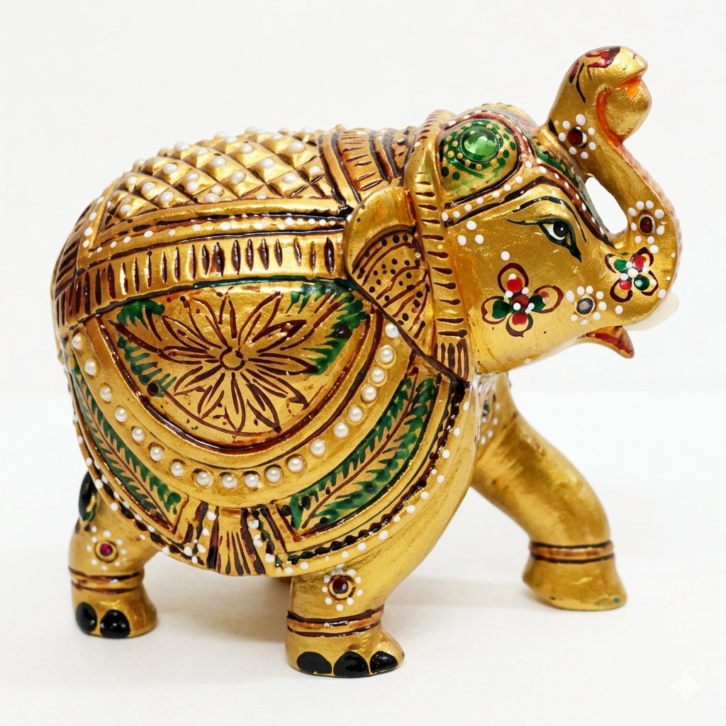 ELEPHANT CARVING PAINTED