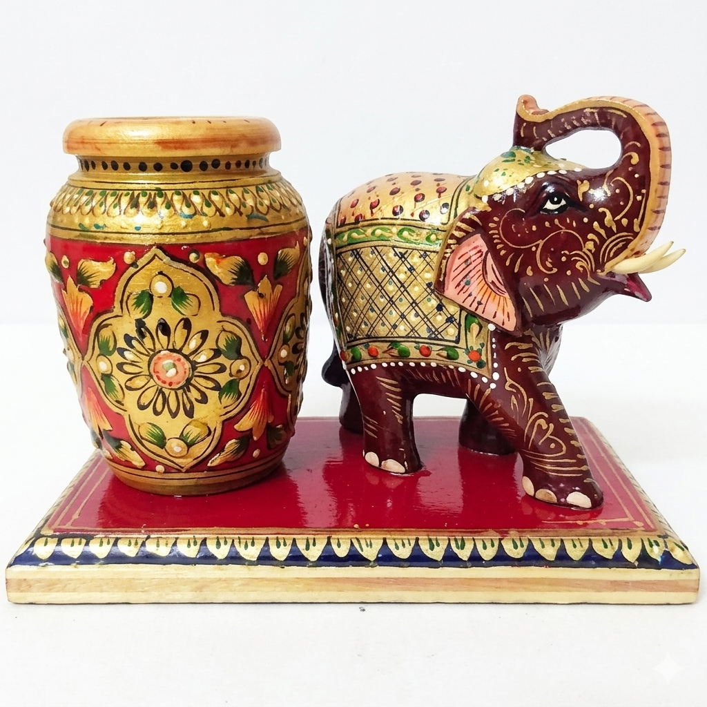 ELEPHANT PAINTED WITH PEN STAND