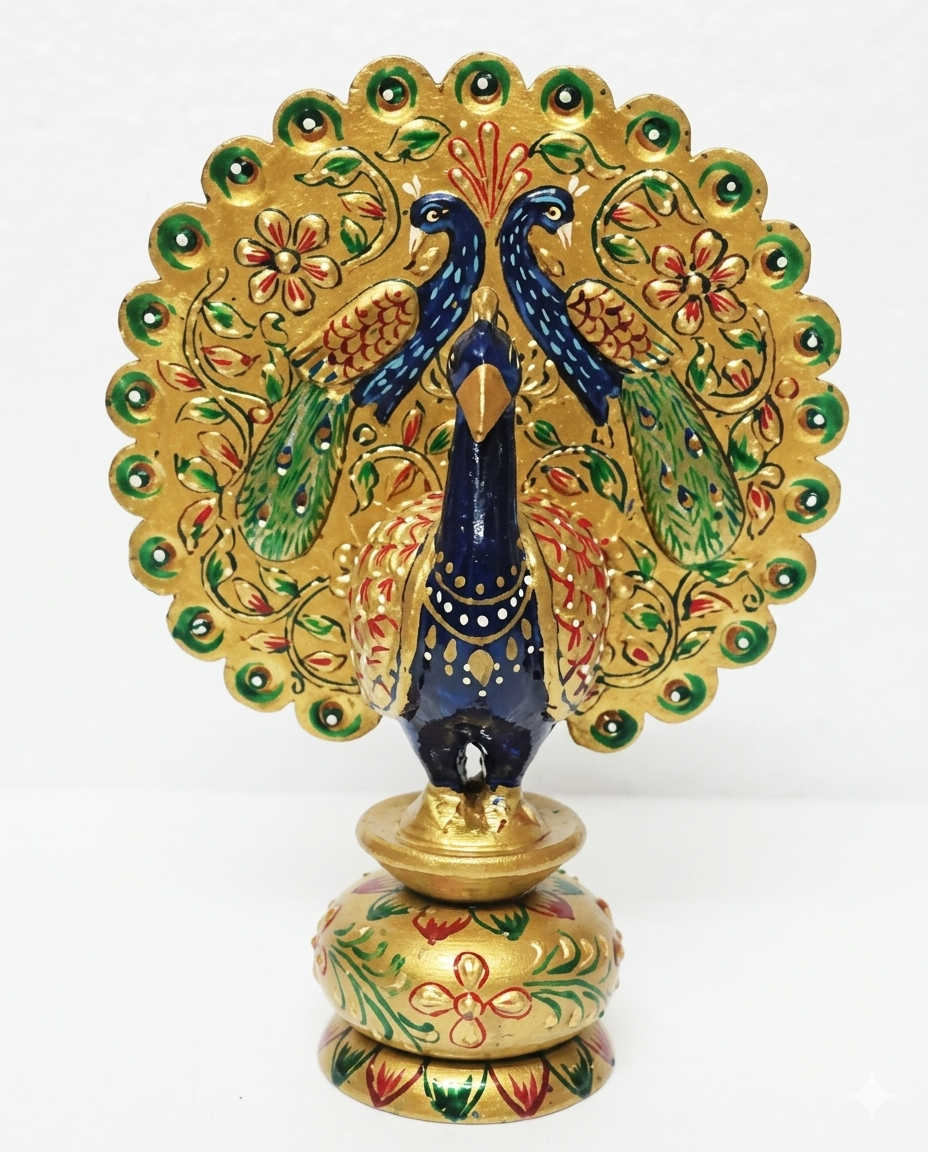 PEACOCK DANCING EMBOSED PAINTED