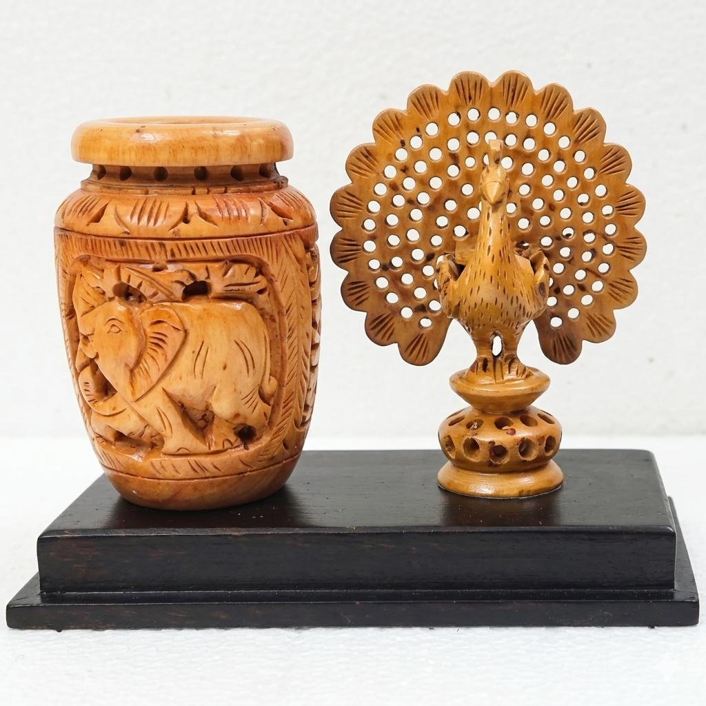 PEACOCK DANCING WITH PEN STAND
